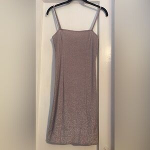Forever 21 shimmery pink silver body con mini dress size s